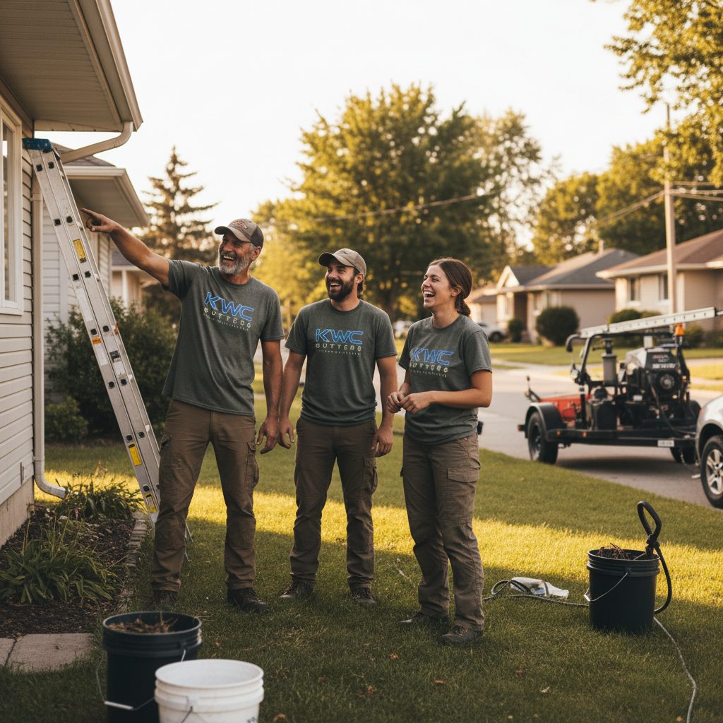 The Kitchener Eavestrough Pros team at work in Kitchener